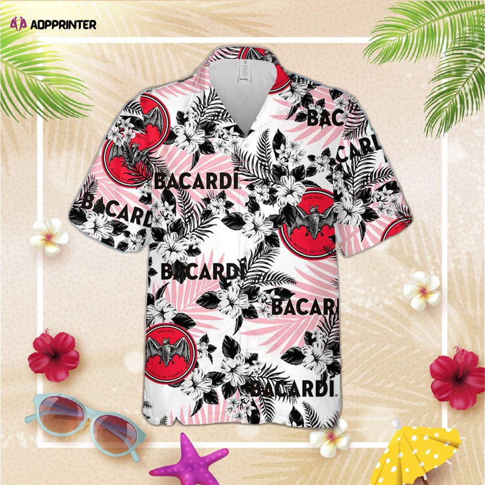 Bacardi hawaiian button up shirt hibiscus floral for men women Hawaii Shirt