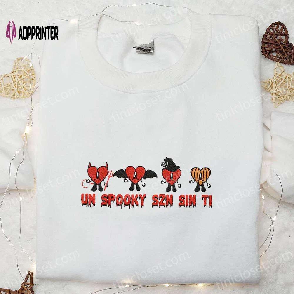 Bad bunny un spooky szn sin ti embroidered shirt sweatshirt & hoodie – cool halloween collection Embroidered Shirt