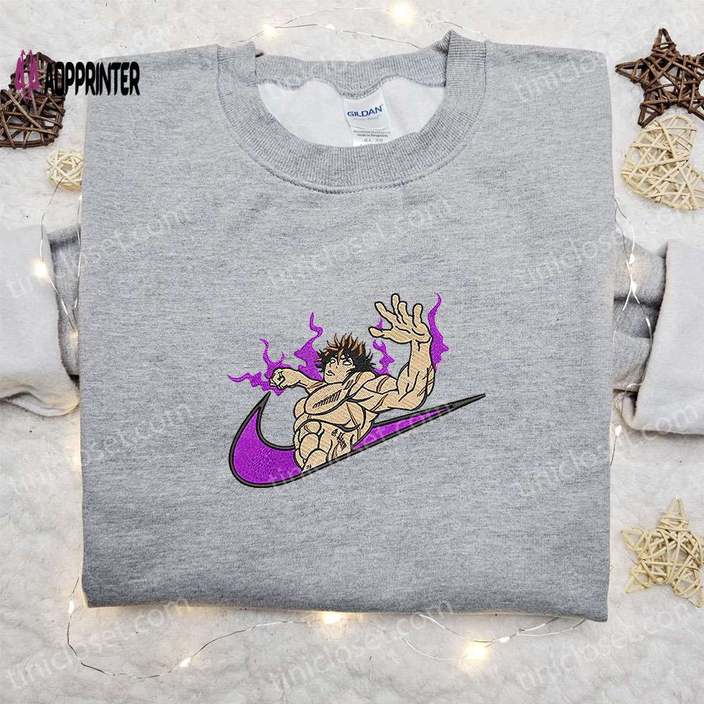 Baki x nike anime embroidered shirt – grappler inspired custom design Embroidered Shirt
