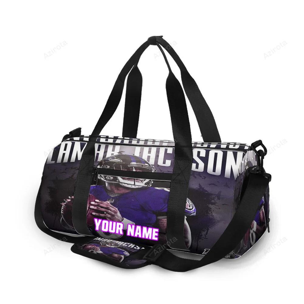 Baltimore ravens lamar jackson 8 v2 personalized name travel bag gym bag 241 Travel Bag