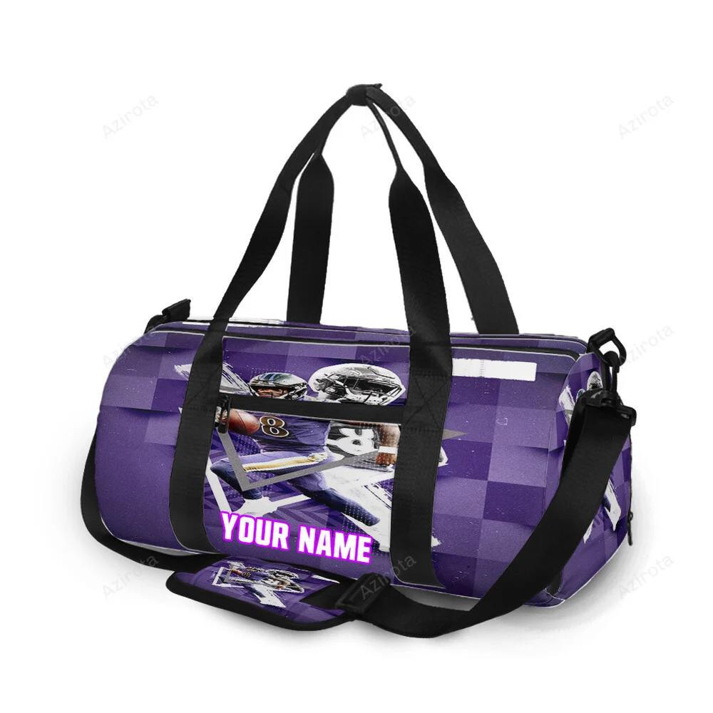 Baltimore ravens lamar jackson 8 v5 personalized name travel bag gym bag 395 Travel Bag