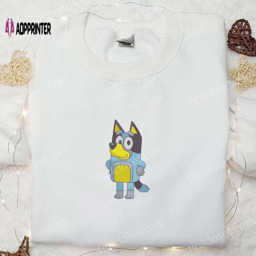 Bandit heeler embroidered shirt & bluey cartoon hoodie: perfect gift idea for fans! Embroidered Shirt