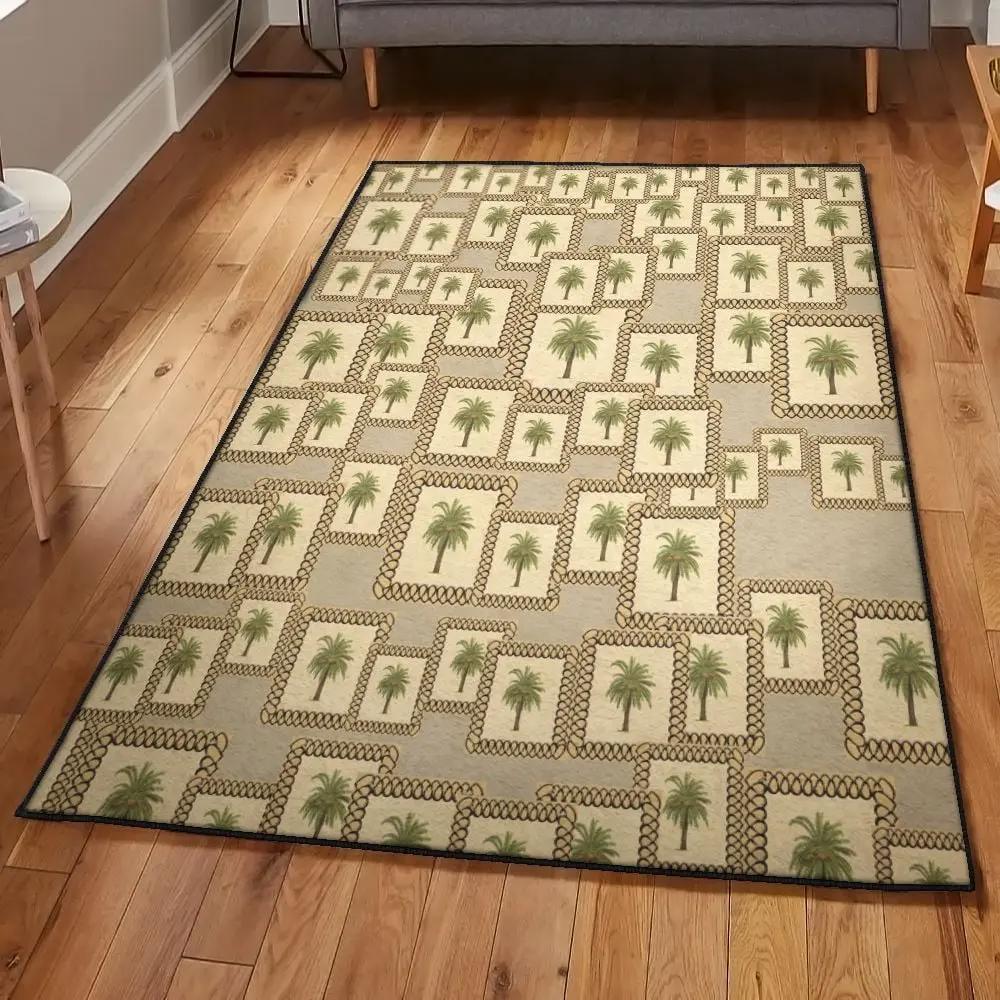 Beach vacation non shedding area rug, palm tree rug Rectangle Rug