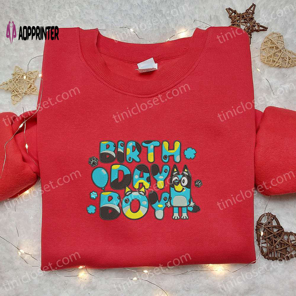 Bluey birthday boy shirt & cartoon hoodie: perfect gift idea for birthdays! Embroidered Shirt