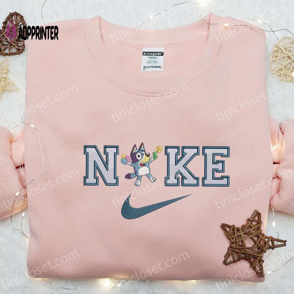 Bluey x nike embroidered shirt with easter eggs flower thanksgiving hoodie – best holiday gift idea Embroidered Shirt
