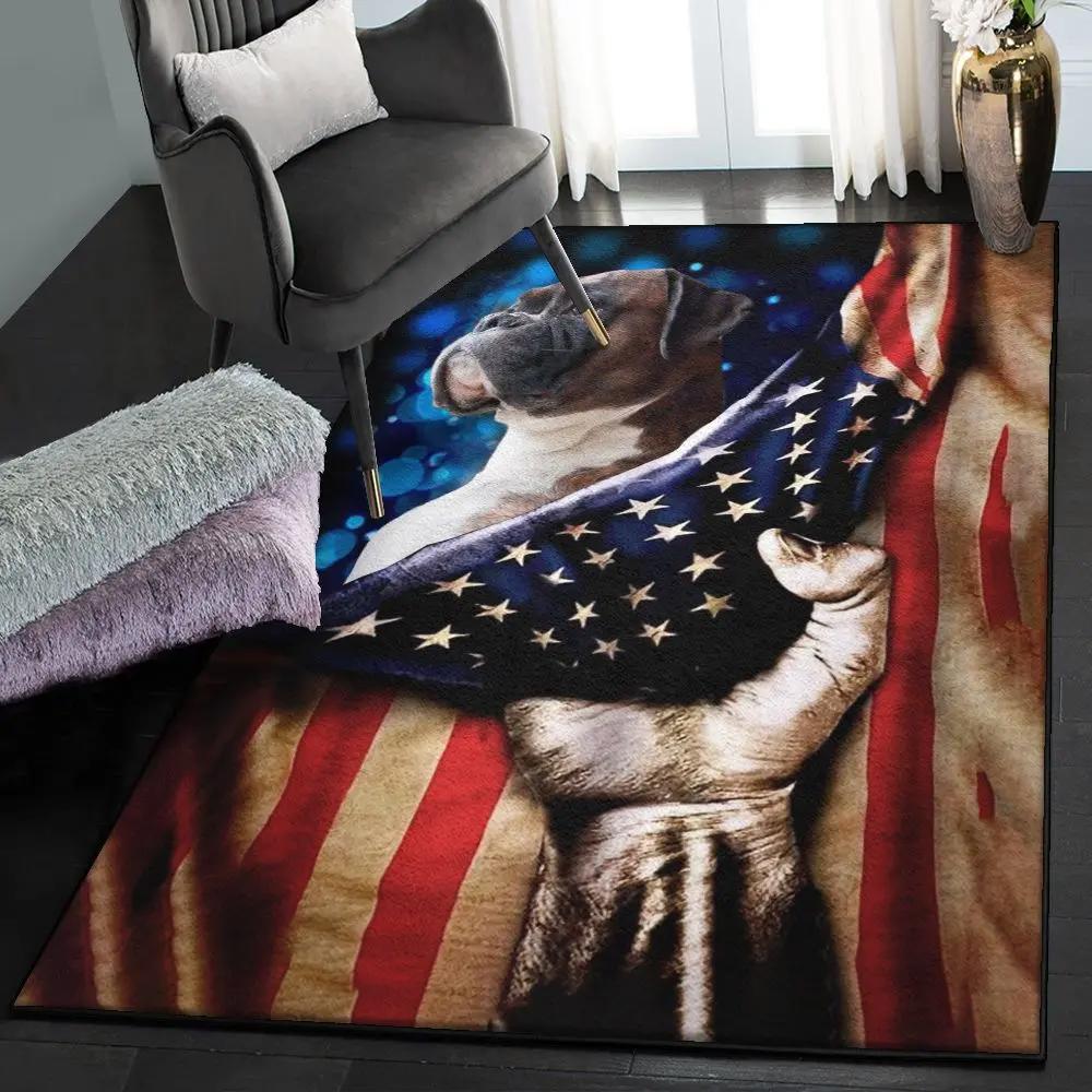 Boxer puppy living room rugs, boxer and usa flag gs cl rug Rectangle Rug