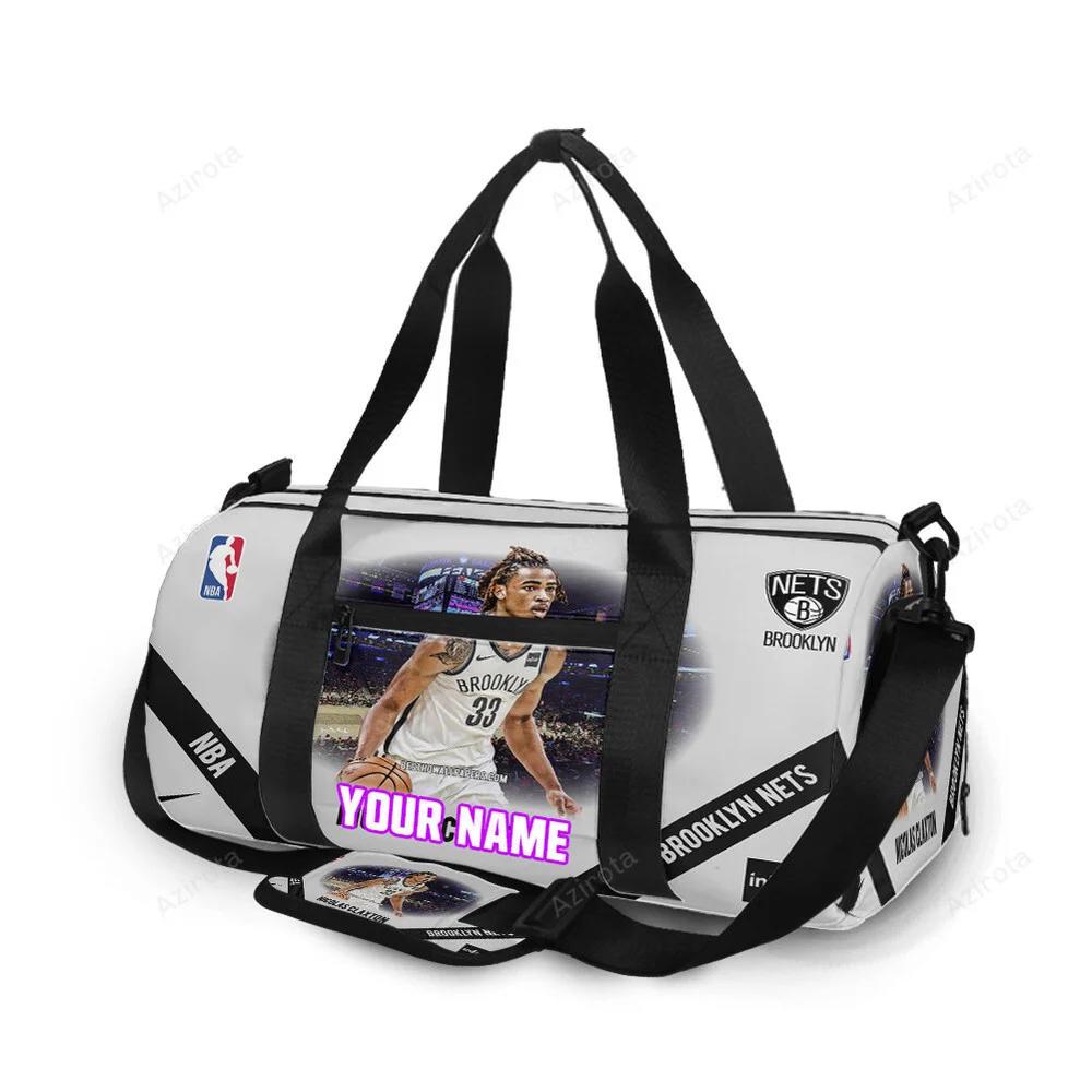 Brooklyn nets nic claxton1 personalized name travel bag gym bag 1626 Travel Bag