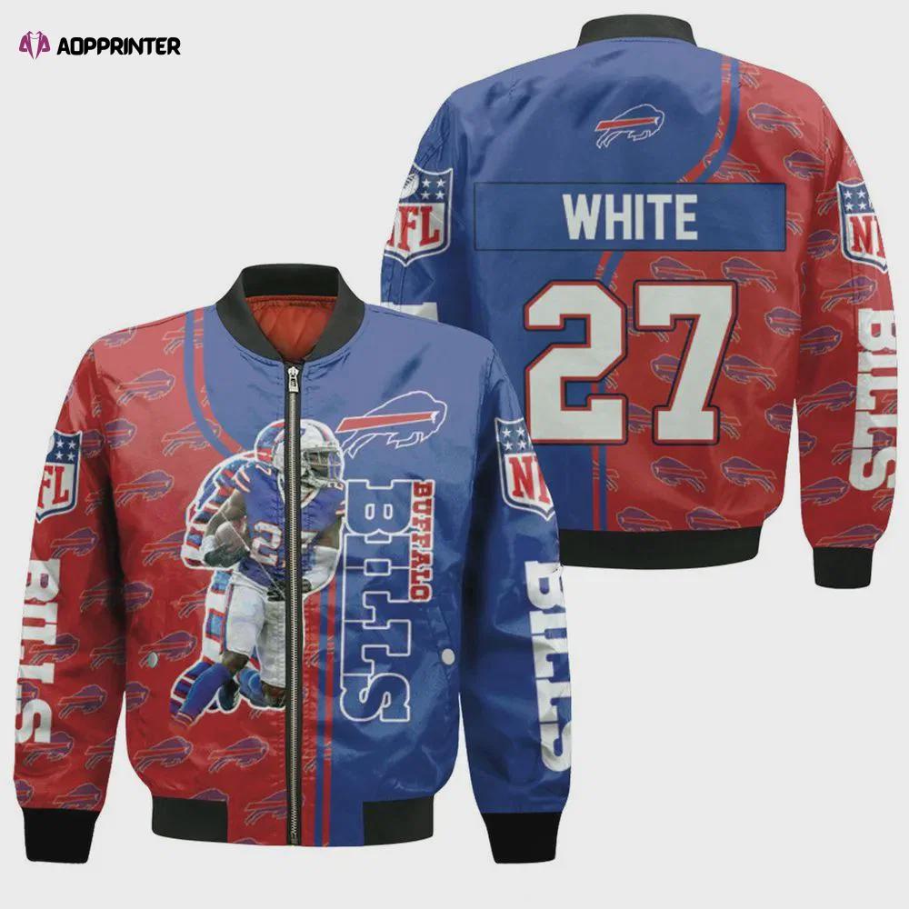 Buffalo bills great player pattern bomber jacket – red and blue Bomber Jacket