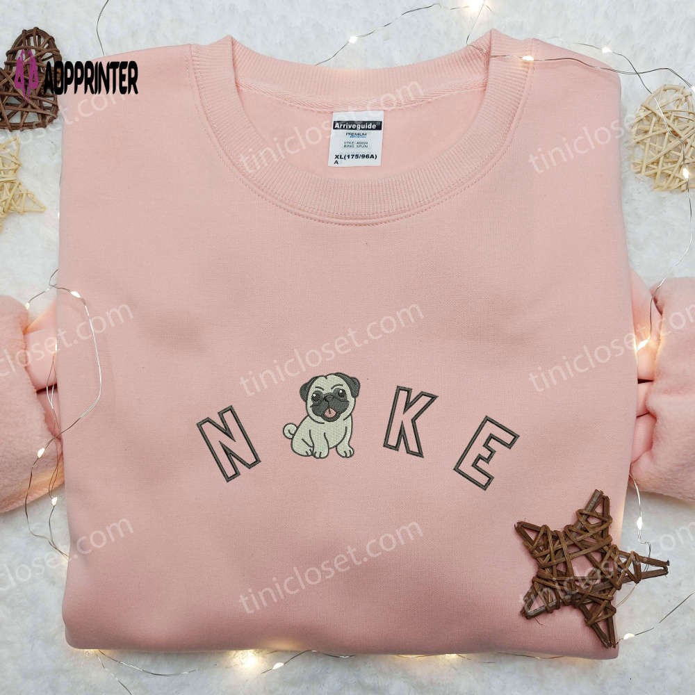Bull dog & nike embroidered shirt: animal-inspired nike apparel Embroidered Shirt