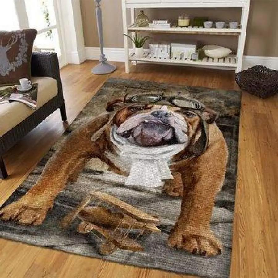 Bulldog rug living room rug home decor room carpet sport  area floor home decor Rectangle Rug