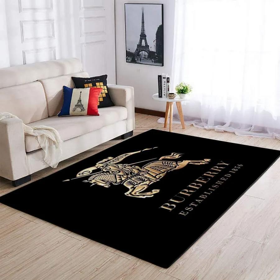 Burberry black golden logo type 703. Upgrade Your Living Room with Luxury Home Decor: Area Carpets, Floor Decor, Door Mats, and Hot Gift Items with style a High-End Fashion Brand Rectangle Rug