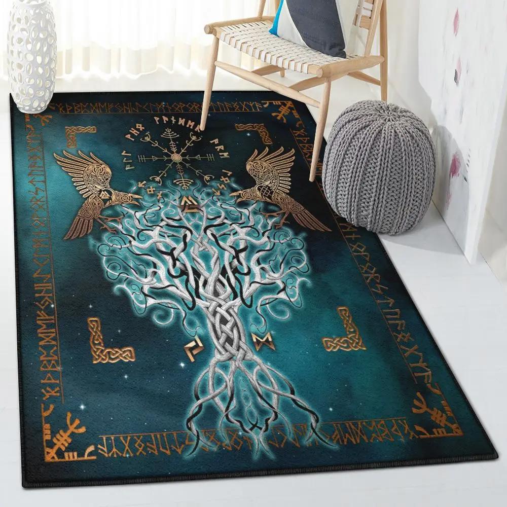 Campers dining room rug, viking compass yggdrasil rug Rectangle Rug