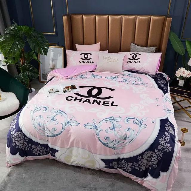 Chanel beautiful flowers bedding 3d printed bedding sets quilt sets duvet cover luxury brand bedding decor bedroom sets best luxury bed sets gift thankgivings and christmas Bedding Sets