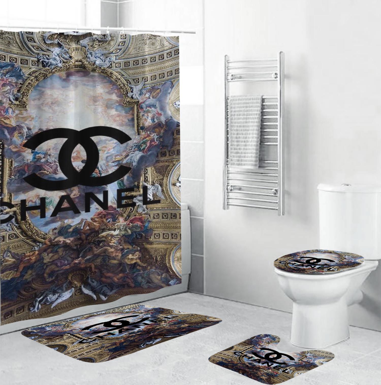 Chanel blackin religion scence bath mat hypebeast bathroom sets home decor luxury fashion brand Bathroom Set