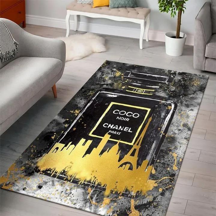 Chanel coco noir paris logo type 515. Upgrade Your Living Room with Luxury Home Decor: Area Carpets, Floor Decor, Door Mats, and Hot Gift Items with style a High-End Fashion Brand Rectangle Rug