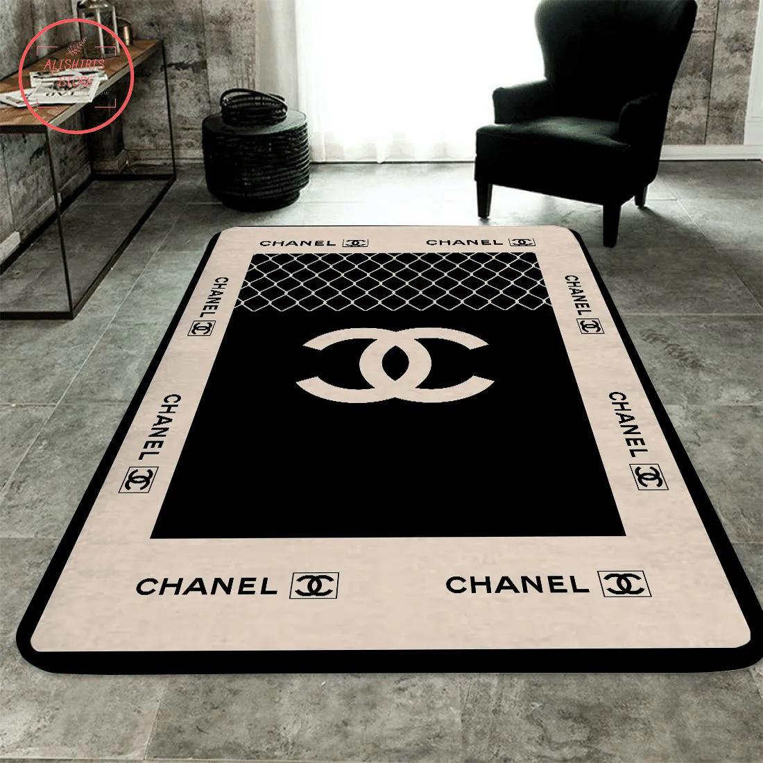 Chanel logo type 480. Upgrade Your Living Room with Luxury Home Decor: Area Carpets, Floor Decor, Door Mats, and Hot Gift Items with style a High-End Fashion Brand Rectangle Rug