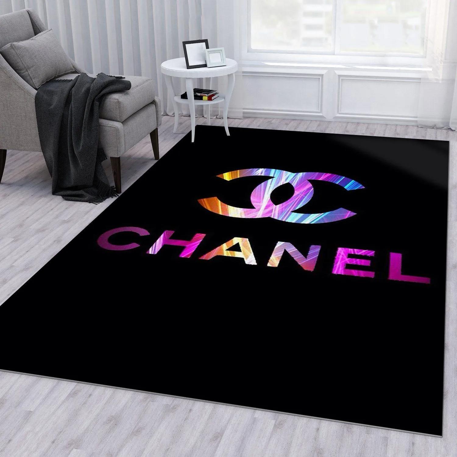Chanel logo type 821. Upgrade Your Living Room with Luxury Home Decor: Area Carpets, Floor Decor, Door Mats, and Hot Gift Items with style a High-End Fashion Brand Rectangle Rug