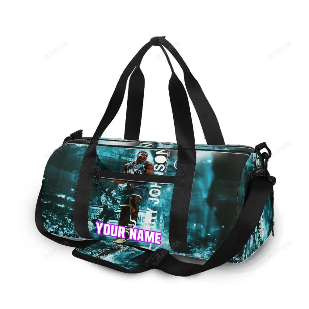 Charlotte hornets larry johnson2 personalized name travel bag gym bag 137 Travel Bag