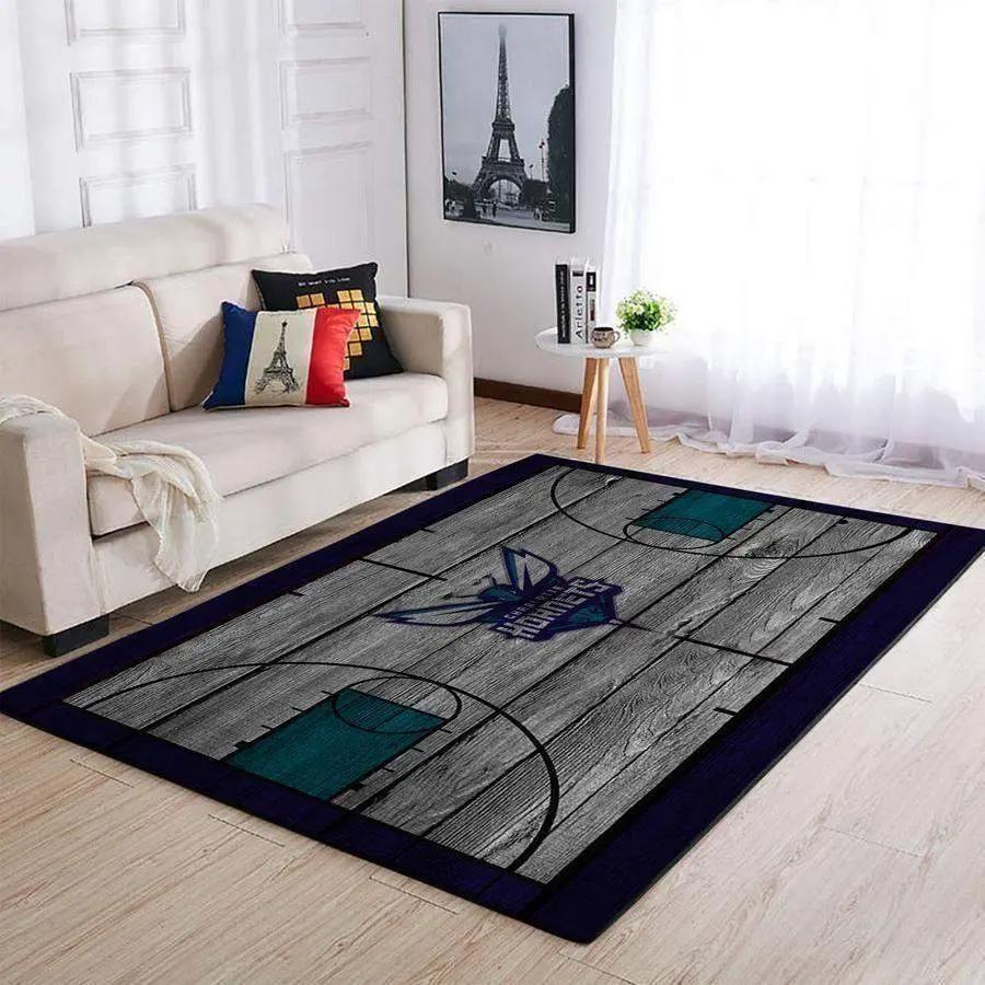 Charlotte hornets nba wooden style living room carpet rug regtangle carpet Rectangle Rug