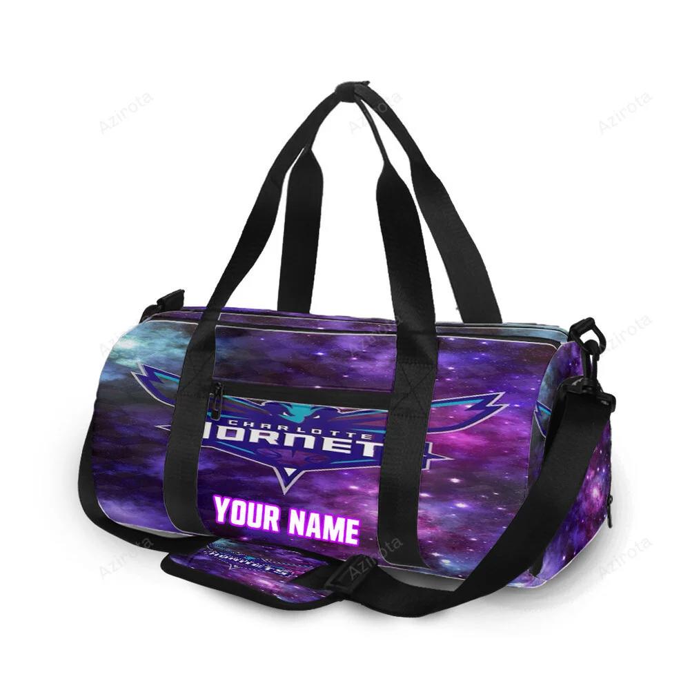 Charlotte hornets purple galaxy personalized name travel bag gym bag 1308 Travel Bag