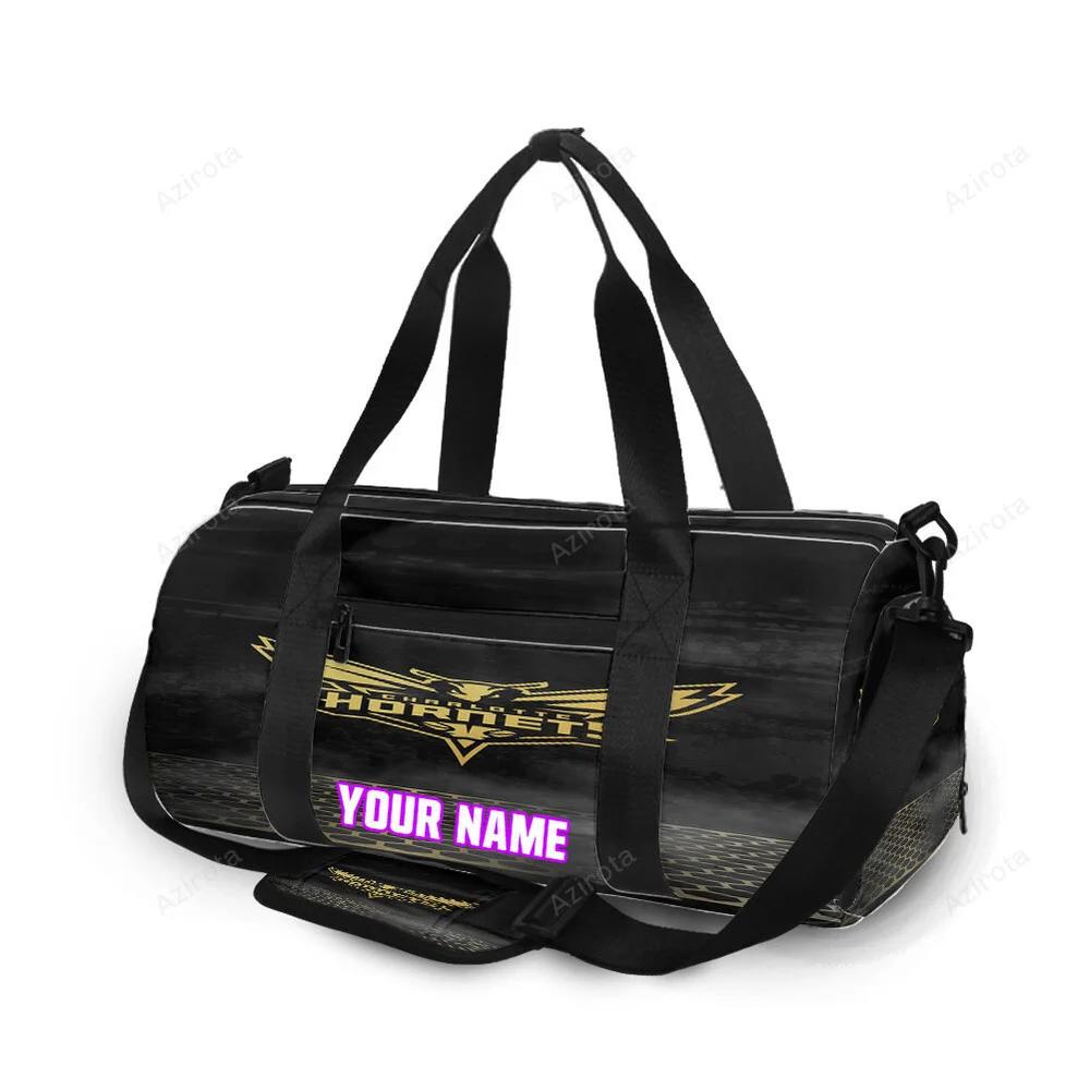 Charlotte hornets yellow black personalized name travel bag gym bag 298 Travel Bag