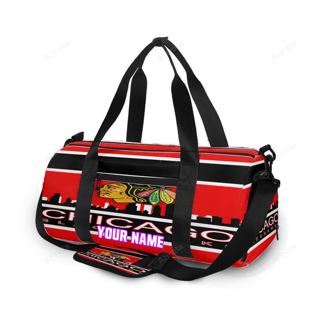 Chicago blackhawks emblem city personalized name travel bag gym bag 540 Travel Bag
