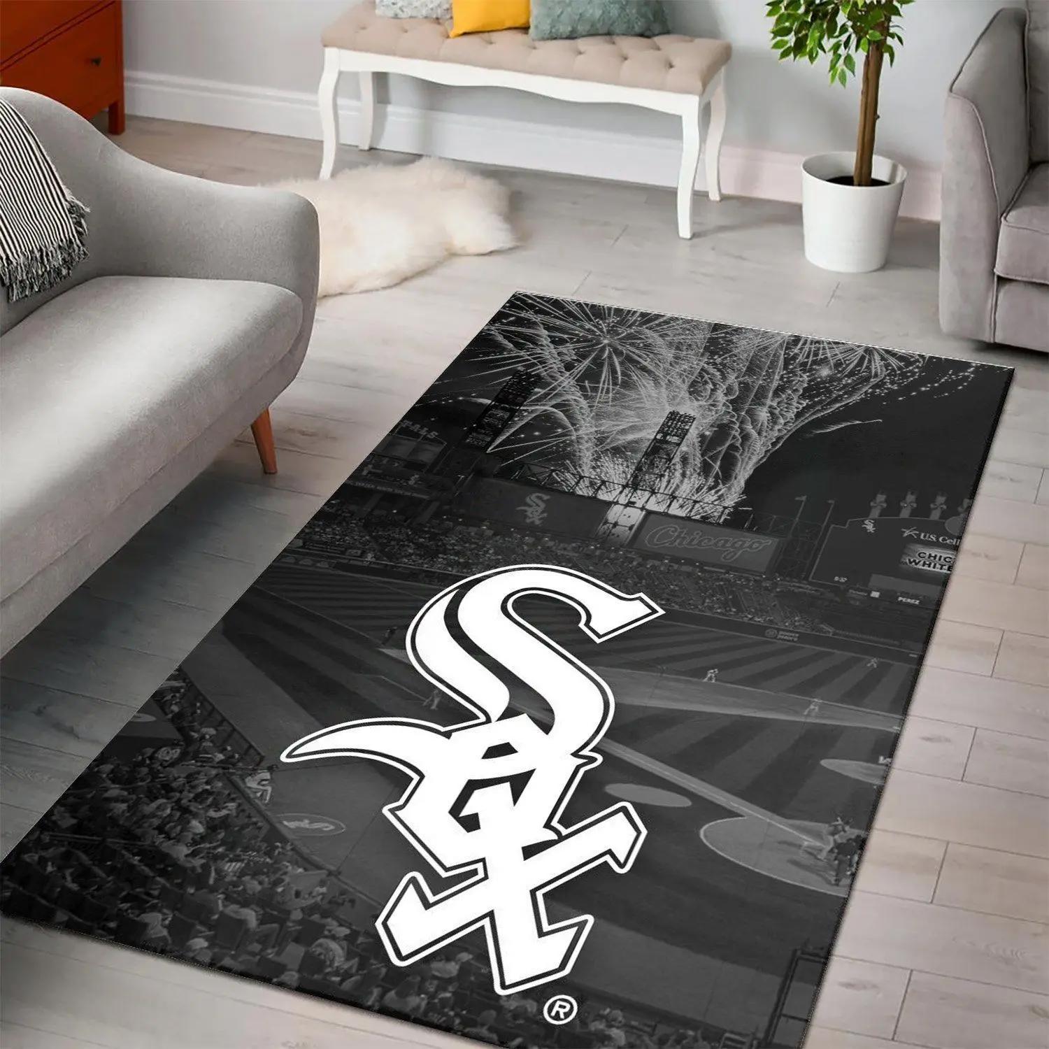 Chicago white sox area rug mlb baseball team logo carpet living room rugs rug regtangle carpet floor decor home decor v600 Rectangle Rug