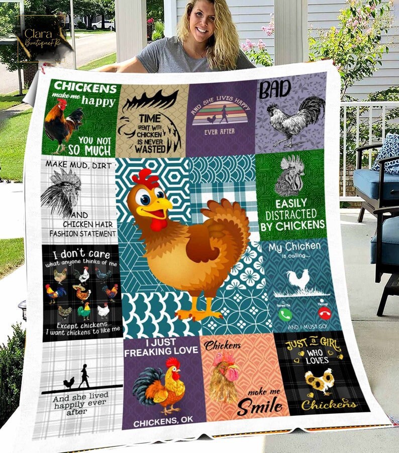 Chicken make me happy you not so much fleece blanket, mink sherpa blanket, chicken blanket, chicken lover gift, cute chicken blanket Quilt Blanket