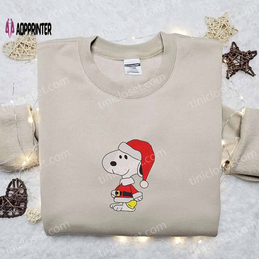 Christmas snoopy santa shirt & peanuts cartoon hoodie: best family gifts Embroidered Shirt
