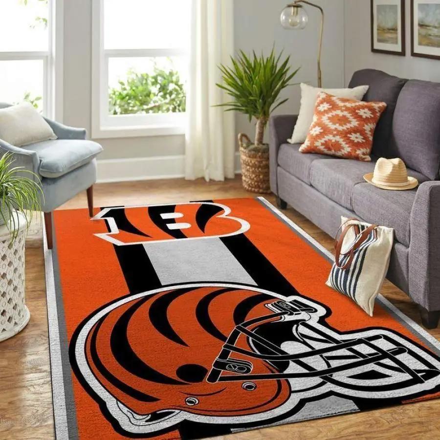 Cincinnati bengals football team logo carpet rug living room 20030575 Rectangle Rug