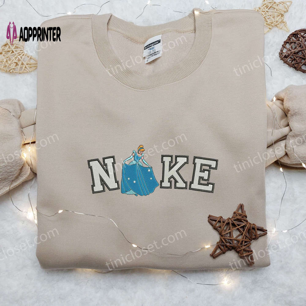 Cinderella bow x nike embroidered shirt customizable and stylish cinderella embroidery on nike shirt Embroidered Shirt