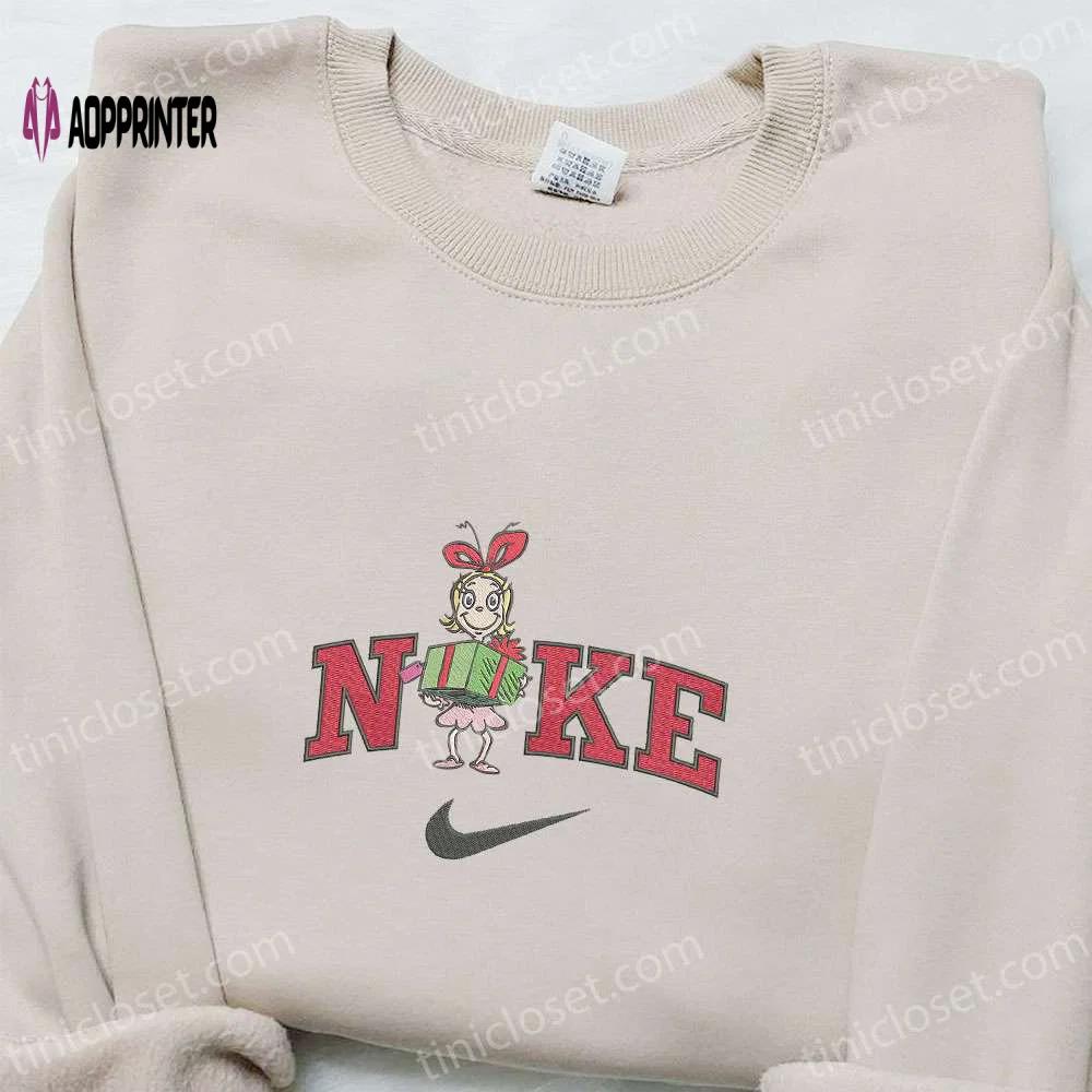 Cindy lou who x nike christmas embroidered sweatshirt: festive movie shirt perfect gift idea Embroidered Shirt