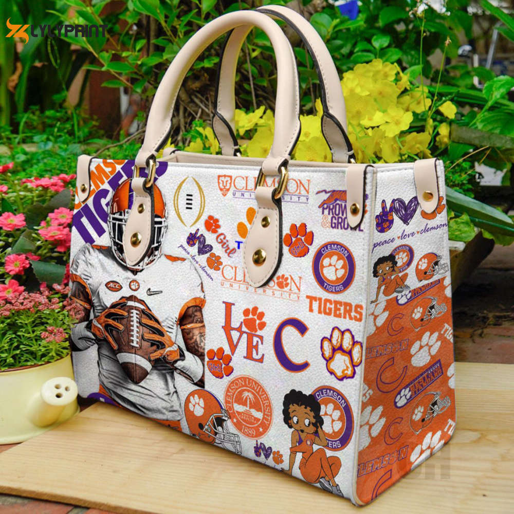 Clemson tigers leather handbag for women gift for women gift 2a 4741 Women Leather Hand Bag