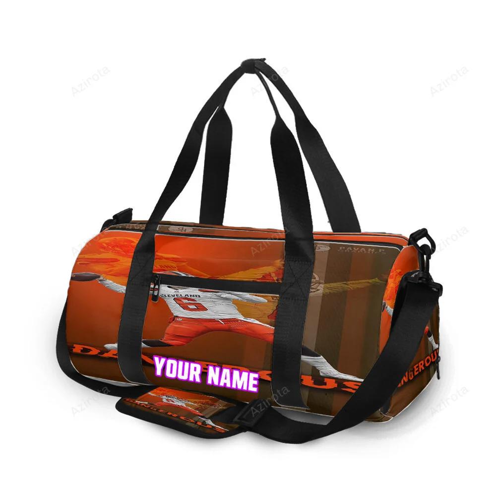Cleveland browns baker mayfield 06 dan6erous personalized name travel bag gym bag 2151 Travel Bag