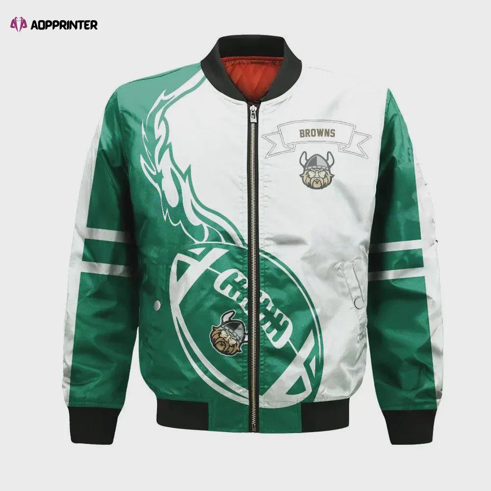 Cleveland browns bomber jacket 3d printed flame ball pattern Bomber Jacket