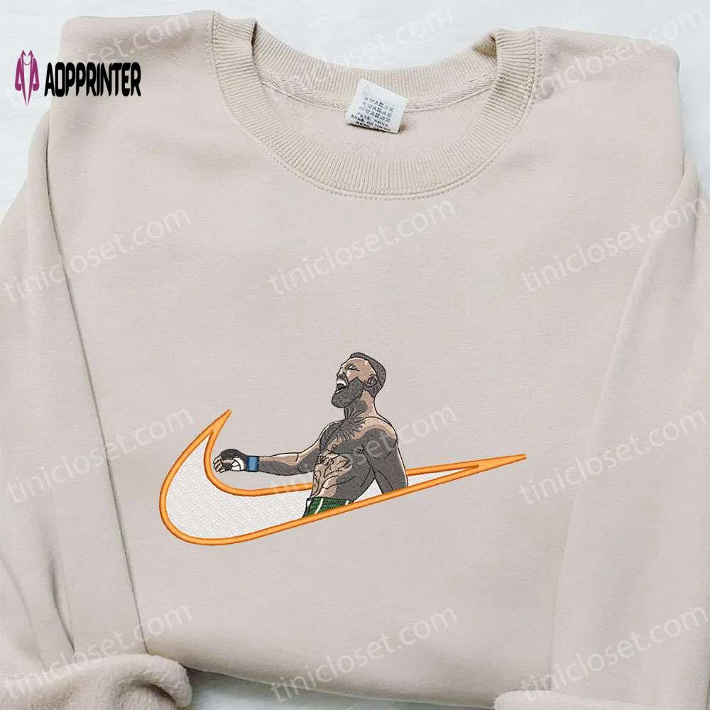 Conor mcgregor x nike swoosh celebrity hoodie & shirt: best gifts for him nike inspired embroidery Embroidered Shirt