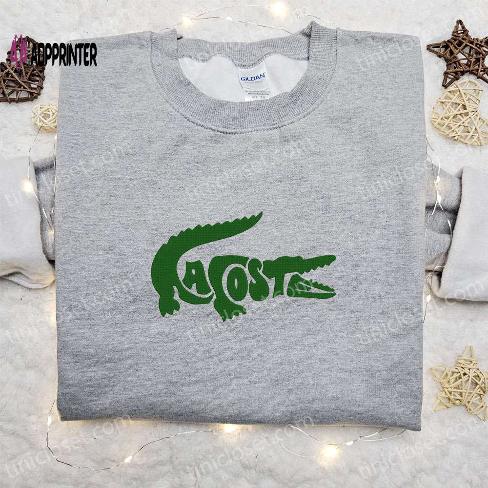 Crocodile lacoste x swoosh embroidered sweatshirt: nike inspired shirt best birthday gift for family Embroidered Shirt