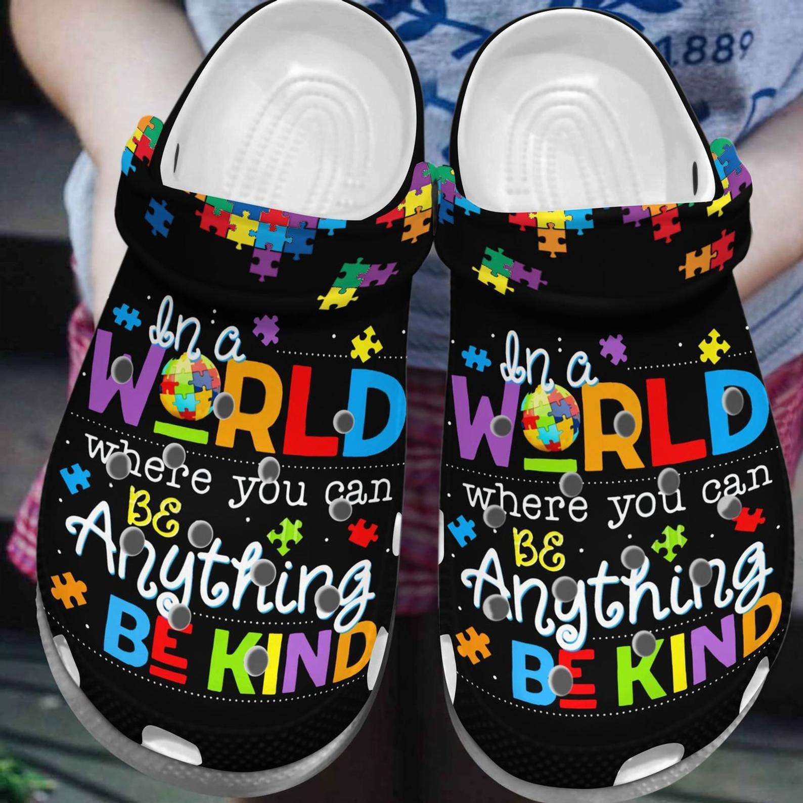 Crocs outfit - autism awareness day be anything be kind puzzle piece crocs crocband clog shoes - 104 Crocs Outfit