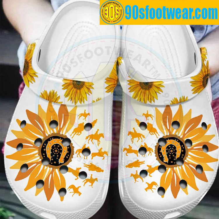 Crocs outfit - crocs with sunflowers horse rider sunflower custom classic clog - 438 Crocs Outfit