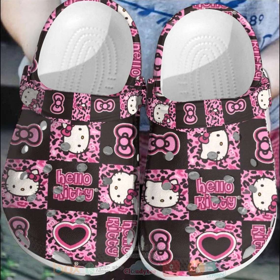 Crocs outfit - hello kitty pattern black & pink crocs clogs crocband shoes - 1218 Crocs Outfit