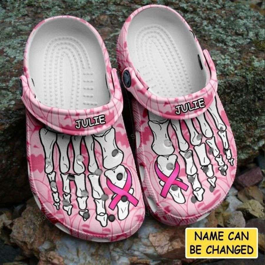Crocs outfit - personalized breast cancer crocs skeleton feet bone pink ribbon halloween crocs clogs crocband shoes - 1648 Crocs Outfit