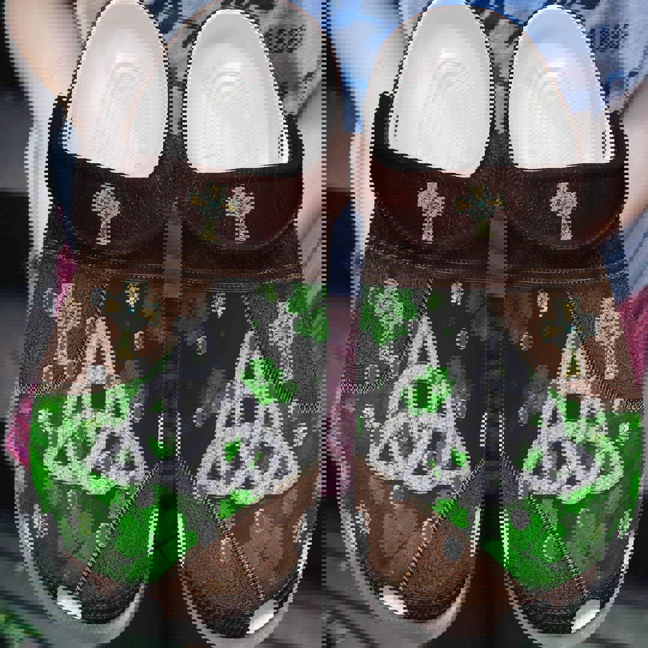 Crocs outfit - st patrick’s day christian cross irish shamrock celtics crocband crocs shoes - 2066 Crocs Outfit