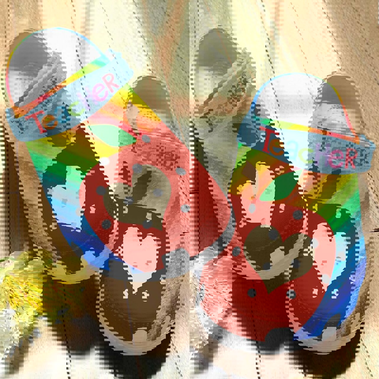 Crocs outfit - teacher apple tie dye crocs crocband clog shoes for men women - 2148 Crocs Outfit