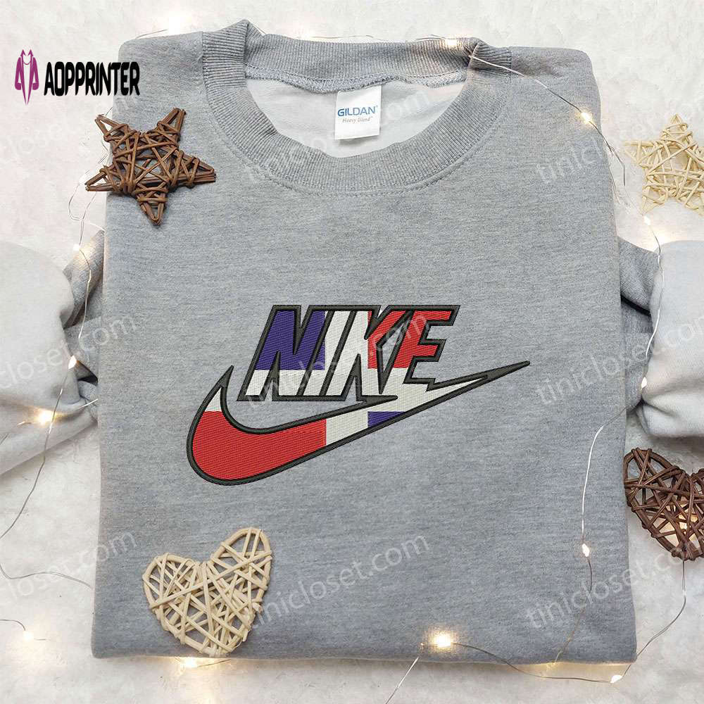 Custom dominican flag x nike embroidered shirt – perfect gift for husband Embroidered Shirt