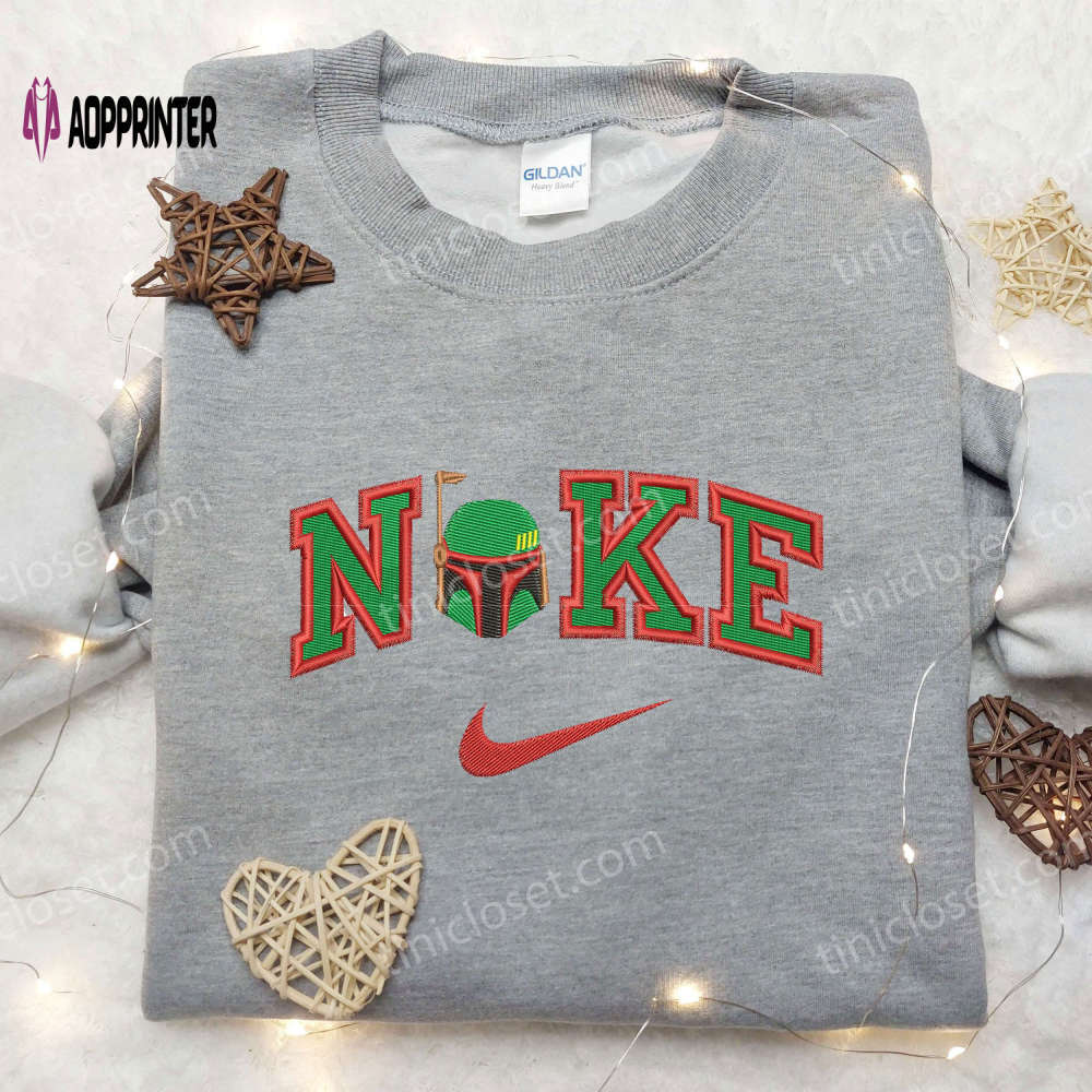 Custom nike x helmet boba fett embroidered shirt: the book of boba fett design Embroidered Shirt
