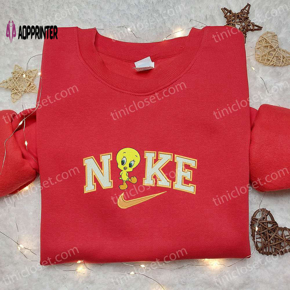 Custom nike x tweety & looney tunes embroidered t-shirt – exclusive designs for disney fans Embroidered Shirt
