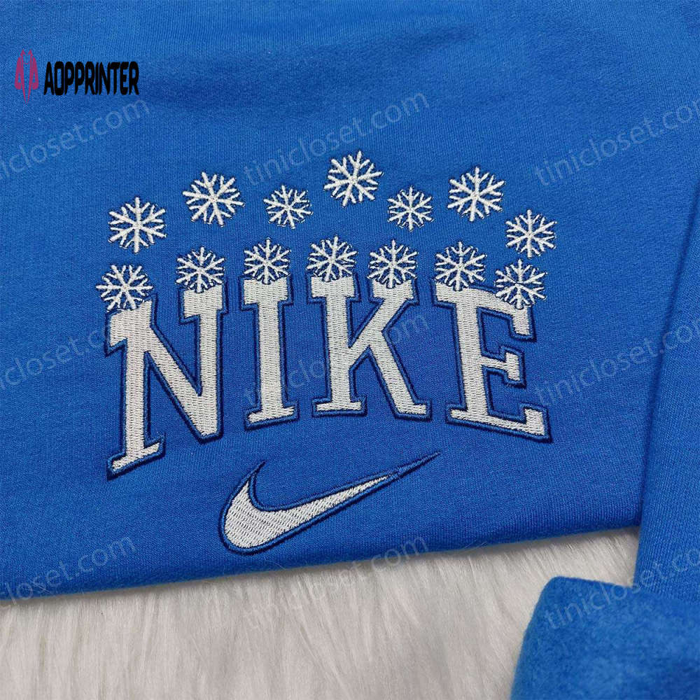 Custom snowflakes nike embroidered shirt & hoodie: perfect christmas gifts for family Embroidered Shirt