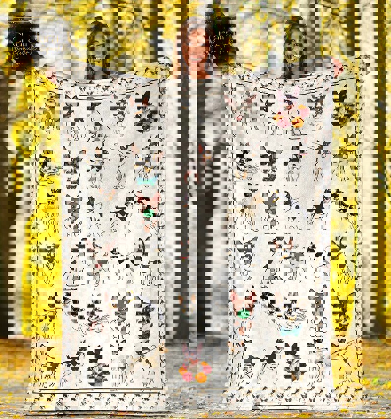 Cute rat terrier dog fleece blanket, mink sherpa blanket, terrier dog blanket, rat terrier dog blanket, blanket for dog lovers Quilt Blanket