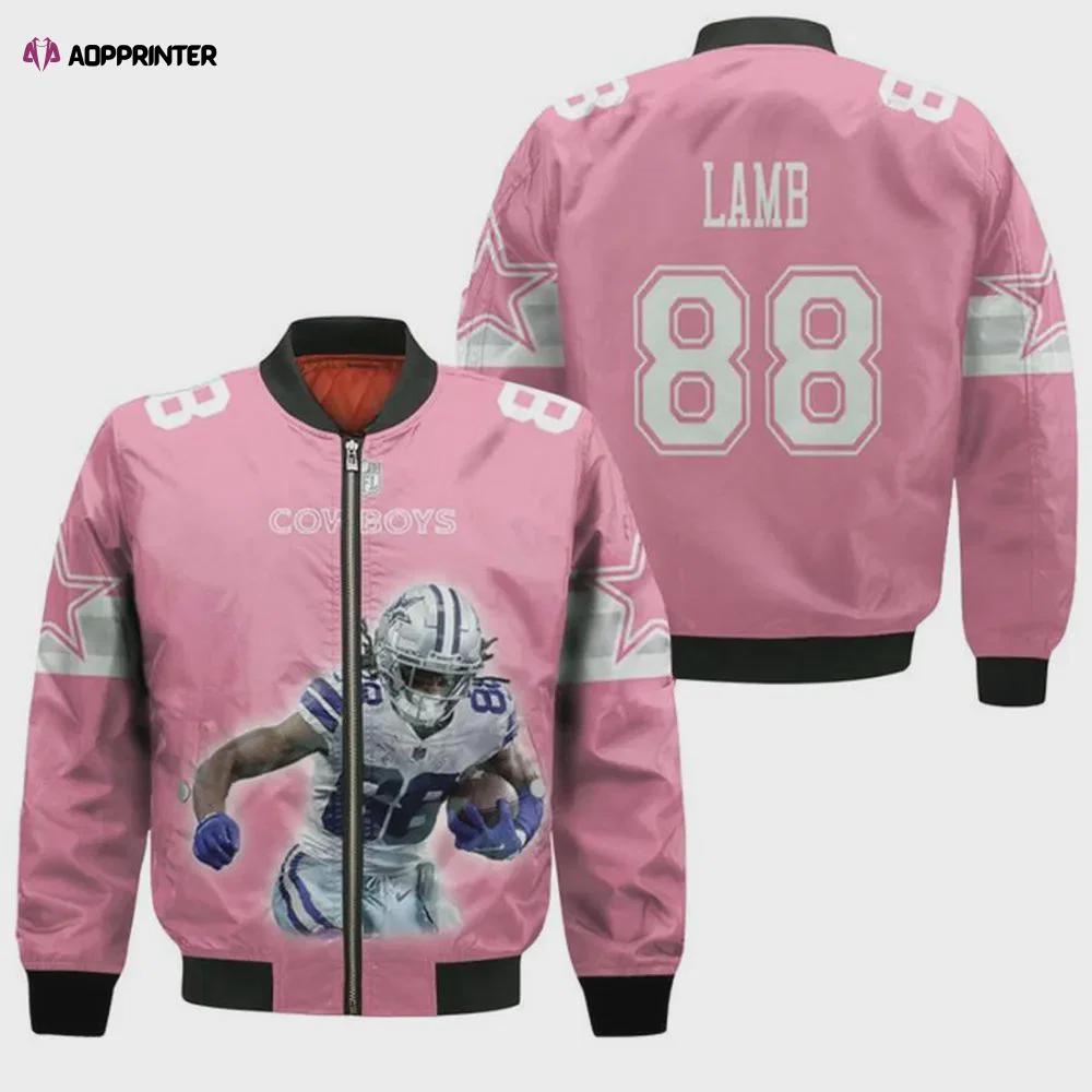 Dallas cowboys ceedee lamb pattern bomber jacket – pink Bomber Jacket