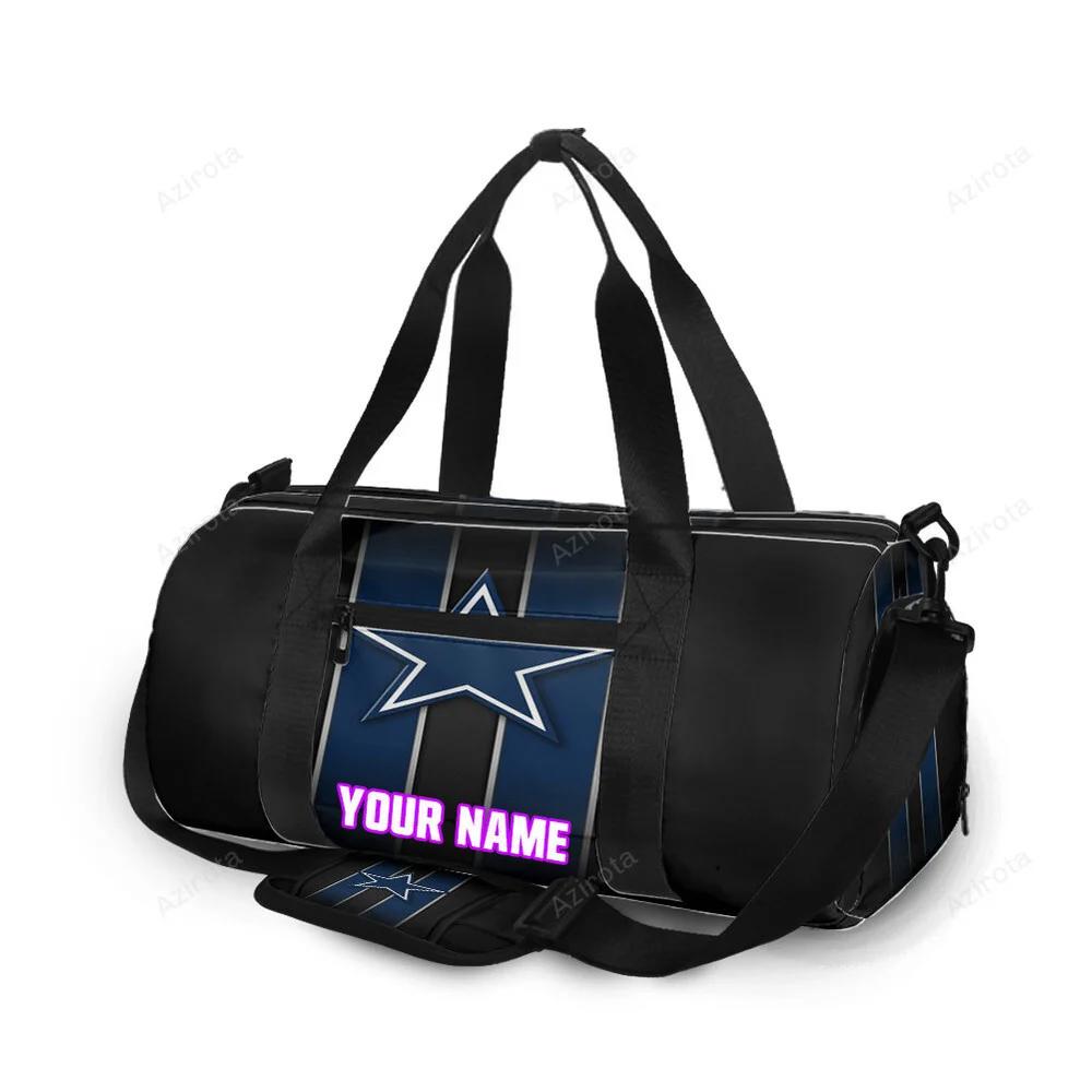 Dallas cowboys star striped black personalized name travel bag gym bag 2026 Travel Bag